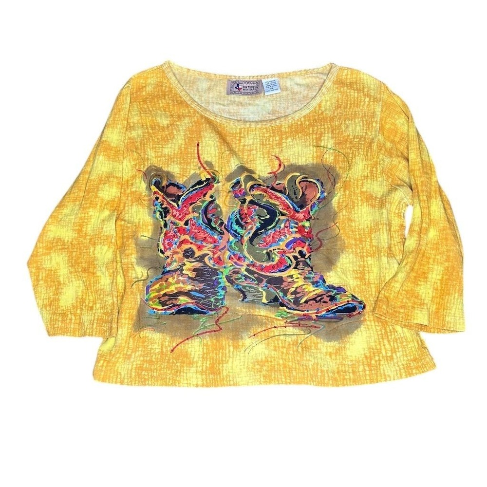 Don't Mess With Texas Women's XL Yellow‎ Western Cowboy Graphic T-Shirt